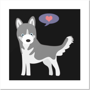 Grey Husky Love Posters and Art